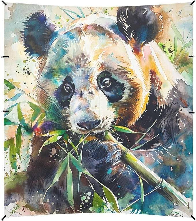 ALAZA Watercolor Panda Eating Bamboo Animal Beach Tent Sun Shelter Portable Canopy Sunshade for Outdoor Camping Picnics Backyard Fun 10x9 ft