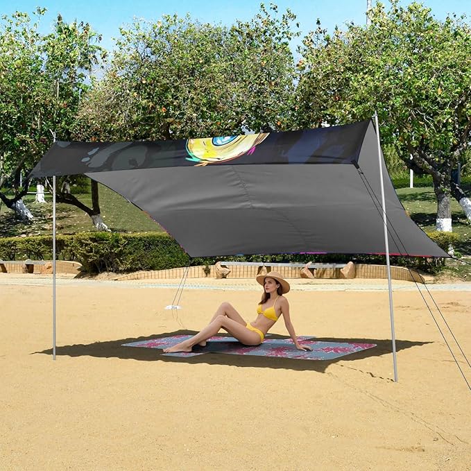 Funny Cayuga Duck2 Beach Cabana Tent UPF50 Waterproof Shade Sun Shelter with Sand Pockets for Backyard and Camping