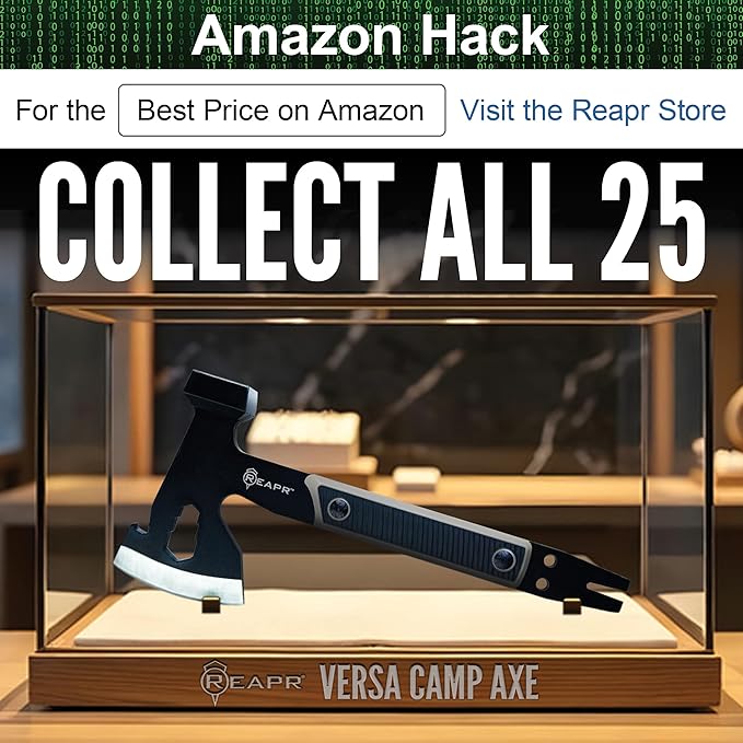 Reapr Versa Camp Axe 10.75 Outdoor Multitool with Pry Bar Nail Puller Hammer Wrench Set Bottle Opener &amp Sheath Non-Slip Handle Great for Camping Hiking and Survival Kits (Versa Camp Axe)