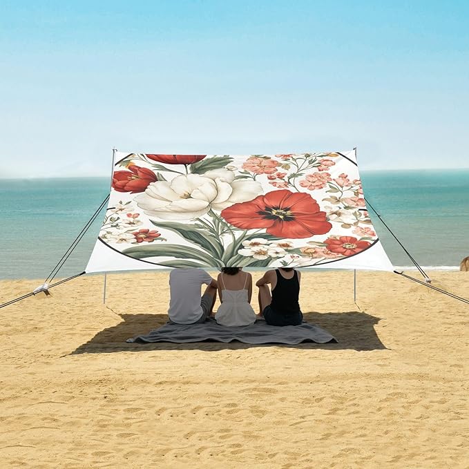 Flowers Flower Dianthus Rose Beach Tent &amp Canopy UPF50 Easy Setup Portable Sun Shelter with Sandbags &amp Sand Shovel for Camping Fishing Backyard Fun