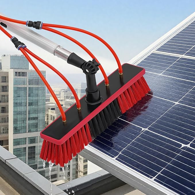 32.8 Feet Reach Solar Panel Cleaning Brush &amp Pole Water Fed Pole KitSuitable for high Windows Cleaning Solar photovoltaic Panel Cleaning and Cleaning Cars Trucks Vans caravans Windows