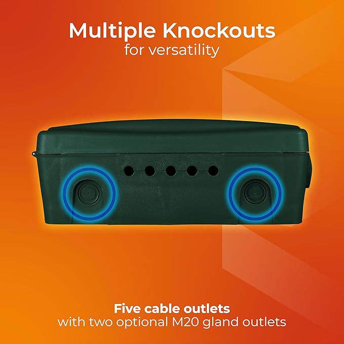 masterplug IP54 Weatherproof Enclosure Box for Outdoor Electrical Power Connections - Green