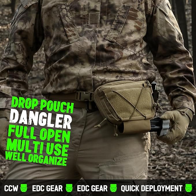 WYNEX Tactical Plate Carrier Drop Dangler Pouch for Molle Carrier Vest Chest Rig Accessories with Hook Loop Panel