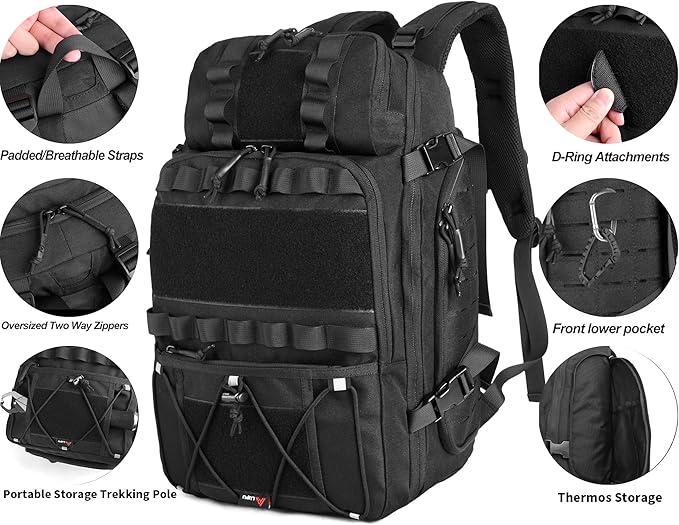 Tactical Backpack 35L Military Molle Pack 900D Waterproof Assault Rucksack Large Capacity Outdoor Hiking Camping Trekking Bag for Travel Hunting Survival and Adventure
