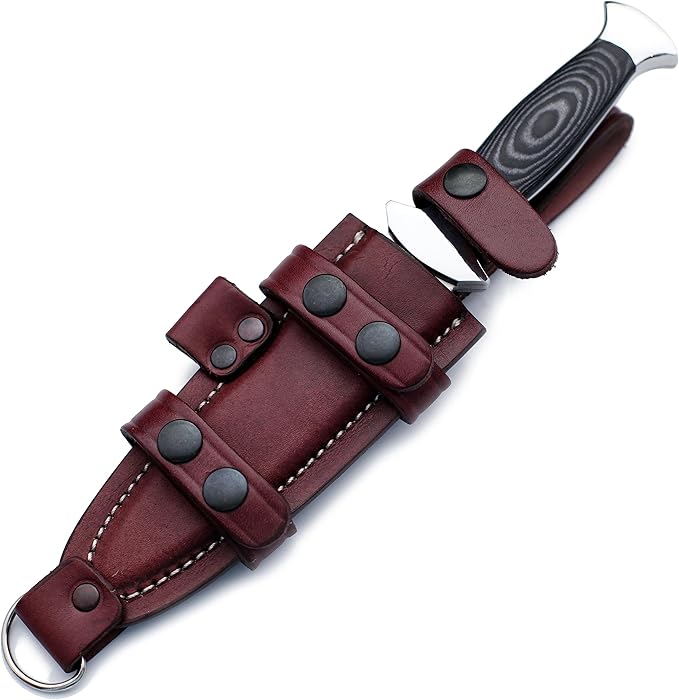 GCS Handmade Micarta Handle D2 Tool Steel Tactical Hunting Knife with leather sheath Full tang blade designed for Hunting &amp EDC GCS 183