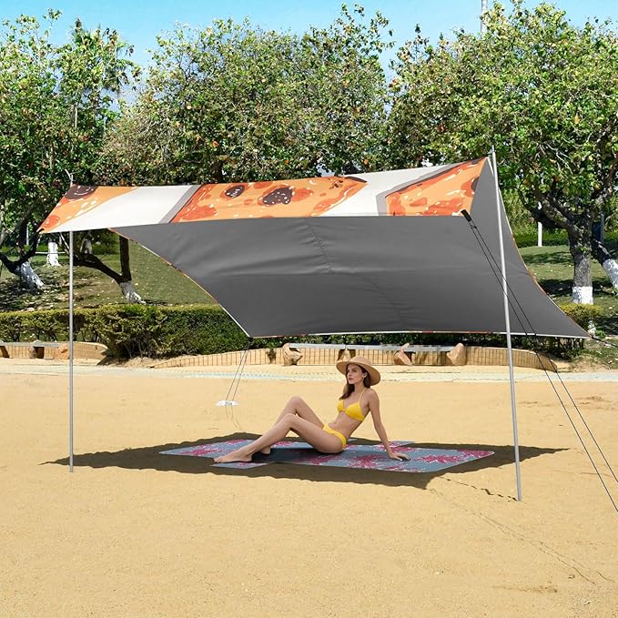 ALAZA Pattern Tile Pizza Tile Pattern Beach Tent Sun Shelter Portable Canopy Sunshade for Outdoor Camping Picnics Backyard Fun 10x9 ft