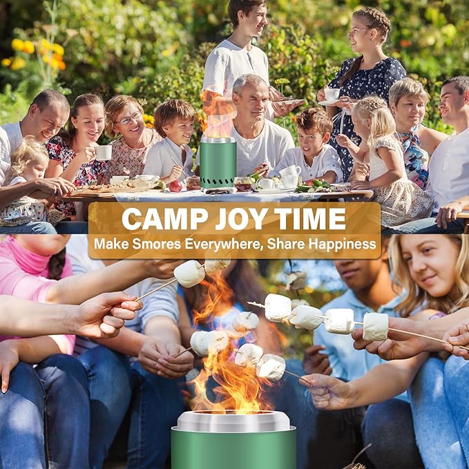 HGD 8.0 x 5.5 Inch Smokeless Firepit Stainless Steel Fire Pits Smokeless Fire Pit for Outside with Carry Bag for Camping Backyard Patio Garden Picnic Green