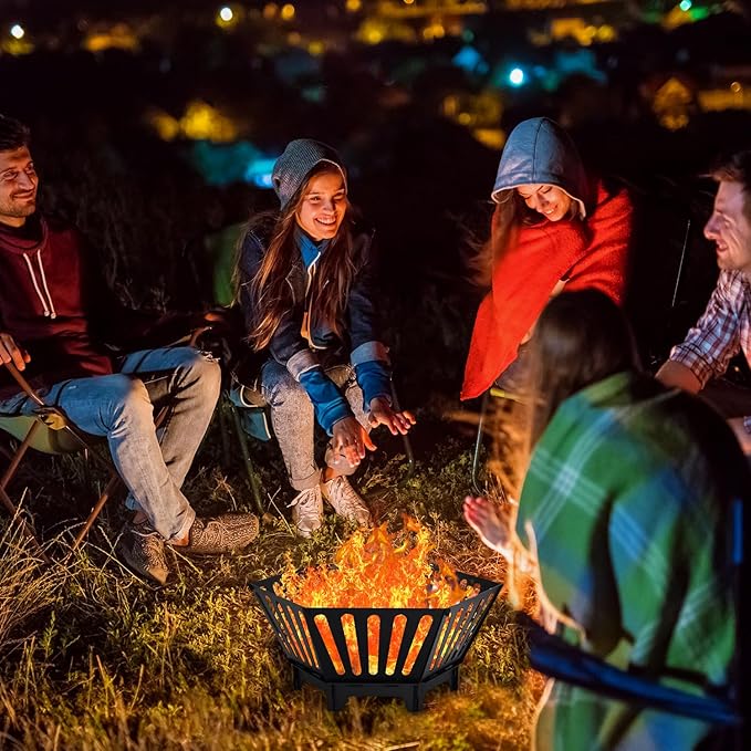 22.5 inch Portable Fire Pit Outdoor Plug Fire Pit with Storage Bag Suitable for Camping Picnic Backyard Garden Bonfires and Outdoor Wood Burning