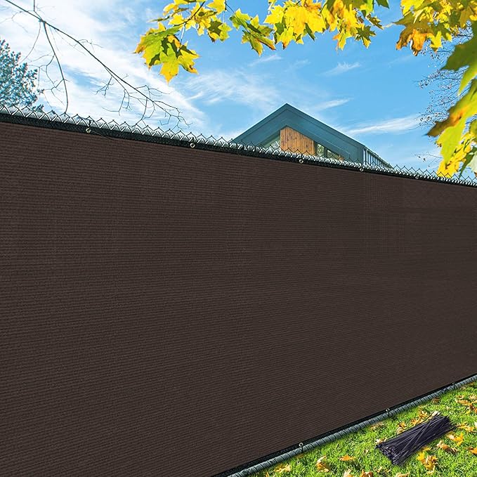 iCover 6x25ft Privacy Screen Fence Outdoor Fencing Panels Garden Windscreen Mesh Shade Sail Net Barrier Include Reinforced Bindings and Brass Grommets Cable Zip Ties Brown