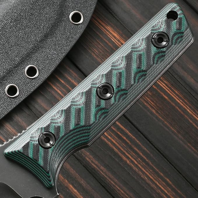 Sitivien ST25 Fixed Blade Knife AUS-10 Black Stonewashed Steel Blade Two Tone G10 Handle Full Tang EDC Tool Straight Knife for Working Camping Hunting(Green)