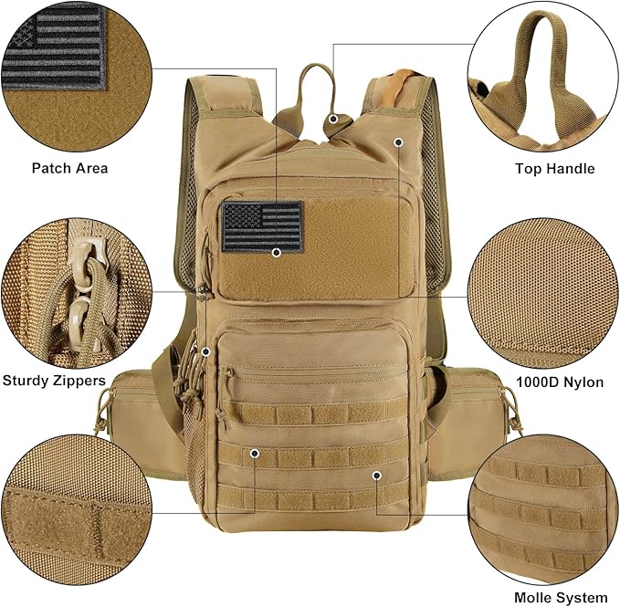 Tactical Hydration Pack Lightweight Insulation Water Backpack Molle Hydration Backpack for Hiking Running Cycling Climbing Hunting Fishing