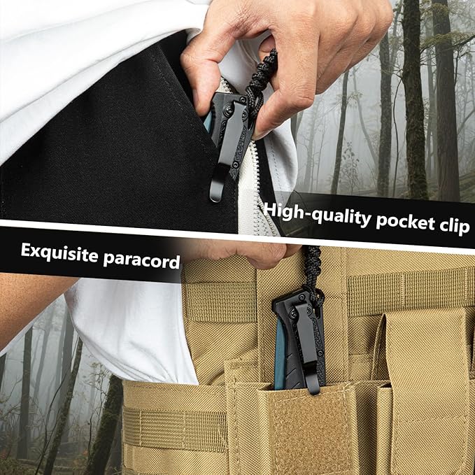 Folding Pocket Knife with CPM Steel Blade &amp Nylon Handle for Camping Travel EDC Reversible Clip Ideal Outdoor Gift