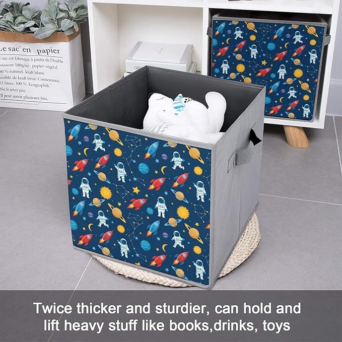 Convenient Closet Organizer Bins Outer Space Pattern Foldable Storage Cubes for Clothes Shoes Neat Storage Solution