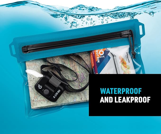 Nite Ize RunOff Waterproof Travel Pouch with TRU Zip - Dry Pouch for Phone &amp Travel Necessities - Touchscreen Friendly - Waterproof with Reliable Zipper - Blue Medium