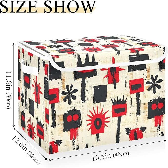 Storage Cube with Lid Abstract Pattern Print 16.5×12.6×11.8 IN Collapsible Large Capacity Foldable Storage Basket Bin Organizer