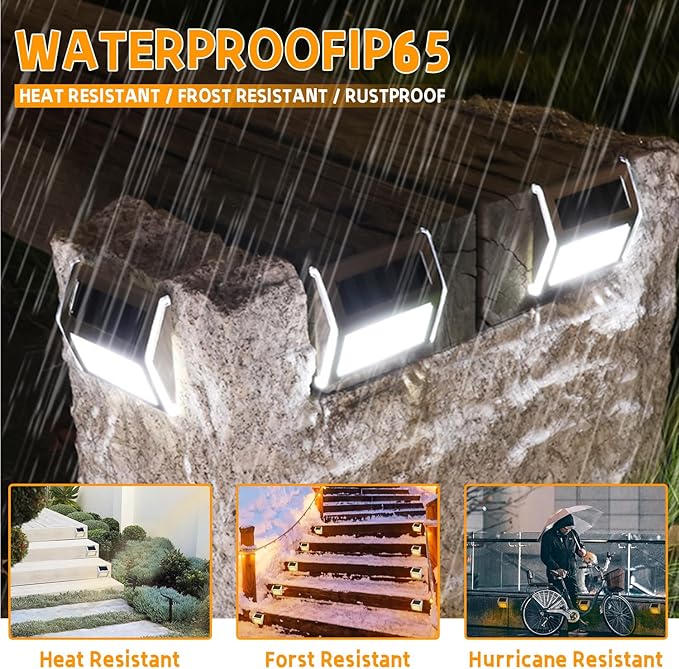 12 Pack Solar Step Lights for Outside Solar Stair Lights Waterproof IP 65 Led Outdoor Deck LightsCool White Lights