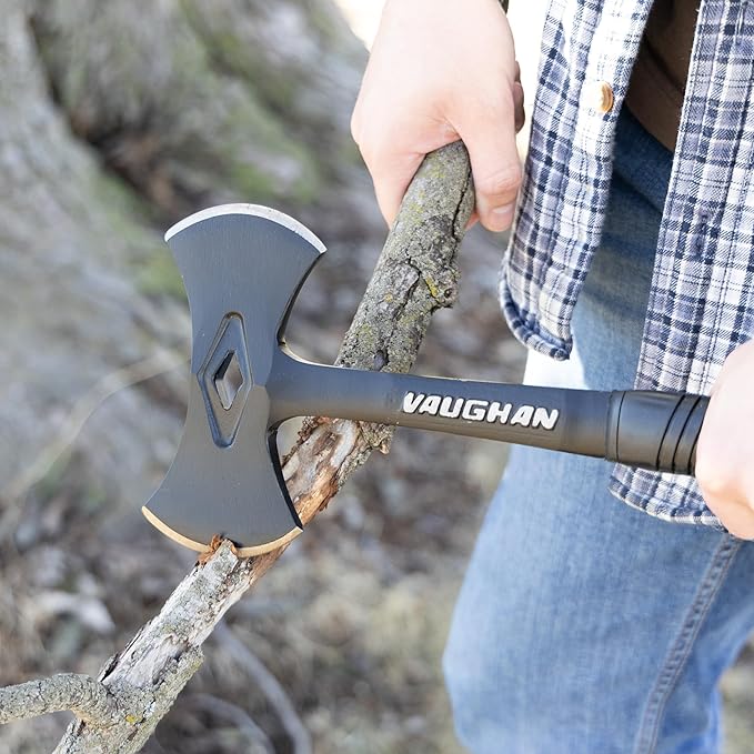 VAUGHAN Viking Stealth Axe Double Bit Hand Axe Steel Handle Shock Block Grip Made in the USA RSA16 VN32410