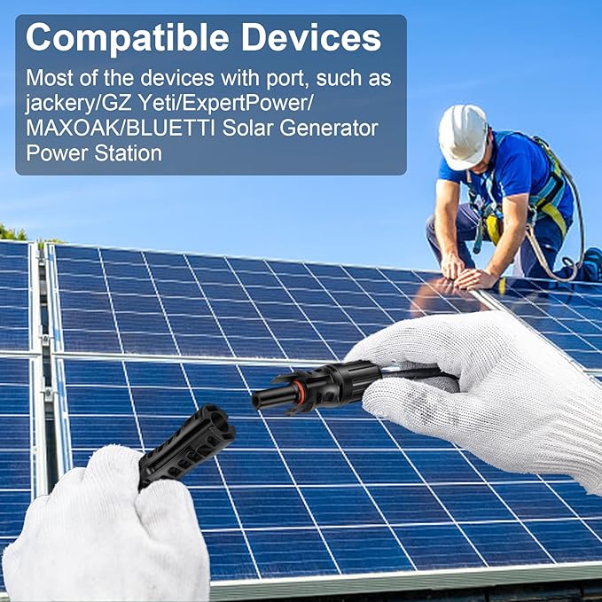 20FT 8AWG Solar Panel Extension Cable with Female &amp Male Connectors Solar Extension Cable for Solar Panels Charge Controllers and Solar Generators (20FT)