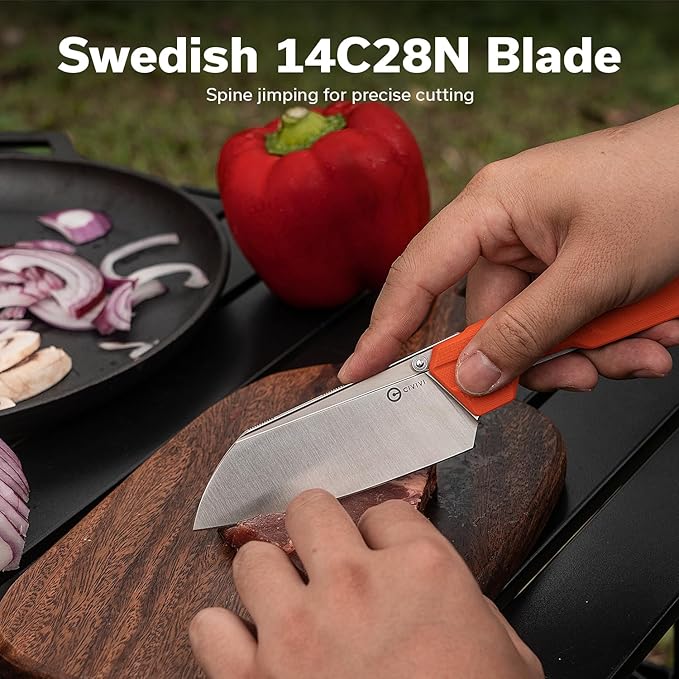 CIVIVI Hid Folding Pocket Knife 4.14 Swedish 14C28N Blade G10 Handle Nested Liner Lock Kitchen Knife with Thumb Stud Opener Ideal for Outdoor Use Camping Hiking and EDC C23008-4 Orange