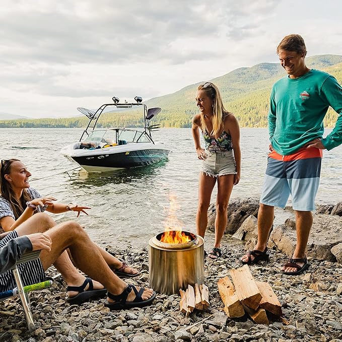 Solo Stove Ranger 2.0 15 Inch Smokeless Fire Pit – Portable Stainless Steel Outdoor Fireplace with Carry Case - Lightweight Fireplace Removable Ash Pan Ideal for 2-4 People 15lbs