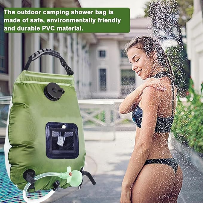 Solar Shower 5 Gallon 20L Bath Pouch with Shower Head &amp Hose for Outdoor Beach Home Cabin Field Glamping Backyard Balcony Deck Camping