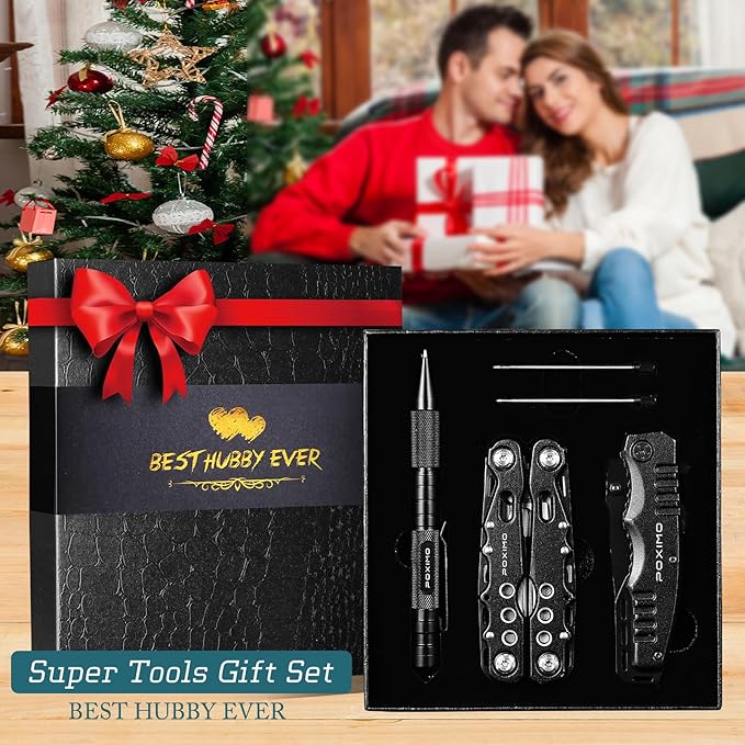 Men Gifts for Hubby from Wife Multi tools Gift Set BEST HUBBY EVER with Multitool Pliers Pocket Knife Tactical Pen Stocking Stuffers EDC Multi-tools(BEST HUBBY EVER)