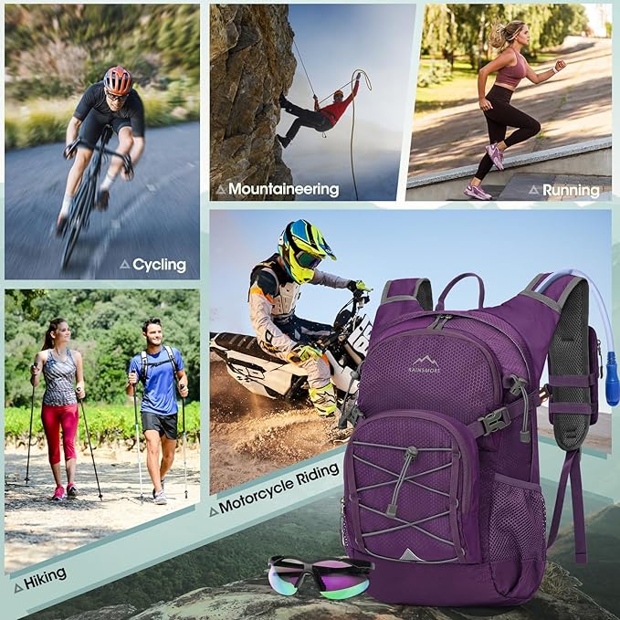 Hydration Backpack with Water Bladder 18L Lightweight Hiking Backpack for Women&ampMen Small Insulated Hydration Water Pack for Hiking Running Cycling Biking