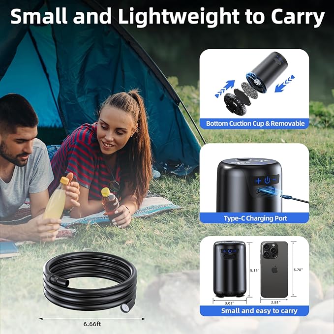 SRNPMIU Portable Camping Shower 8000mAh Rechargeable Outdoor Electric Shower Pump Shower Head with LED Display 3 Spray Mode IPX7 Waterproof Shower Kit for Camp Hiking Car WashingTravel