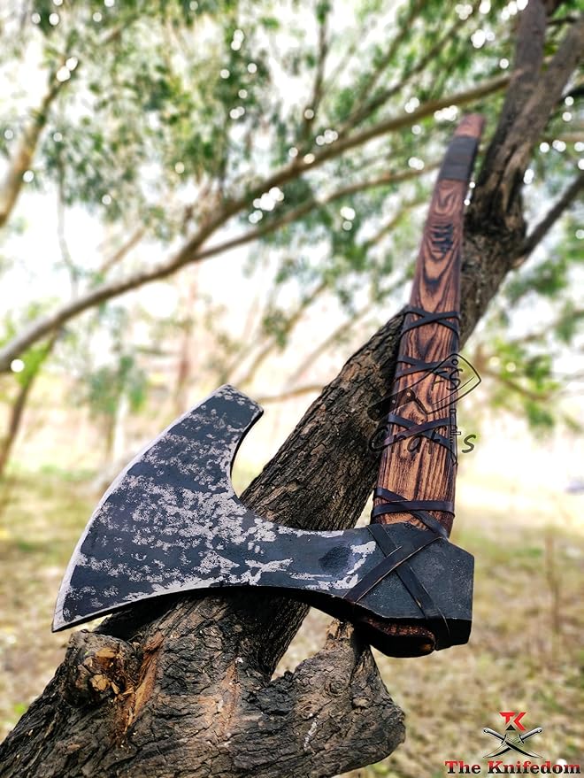 FS Crafts Viking Axe Hatchet Norse Axe- 40 Long Two-Handed Large Berserker Axe Forged Axe Bearded Dane Axe Norse Axe Scandinavian Style Viking Axe- with Sheath AXE005FR