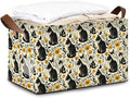 Black Cat Flower Storage Bin with Handles Basket Storage Organizer for Shelves Closet Nursery Book Laundry Hamper &amp Home Decor