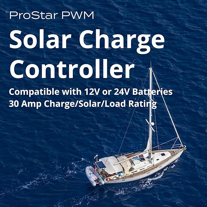 Morningstar Prostar 30A PWM Solar Charge Controller w/ Meter (PS-30M) - Solar Panel Regulator Supports 12V/24V LA/Lithium Batteries LVD/Lighting Ctrl HazLoc Rated Low Noise - Designed in The USA