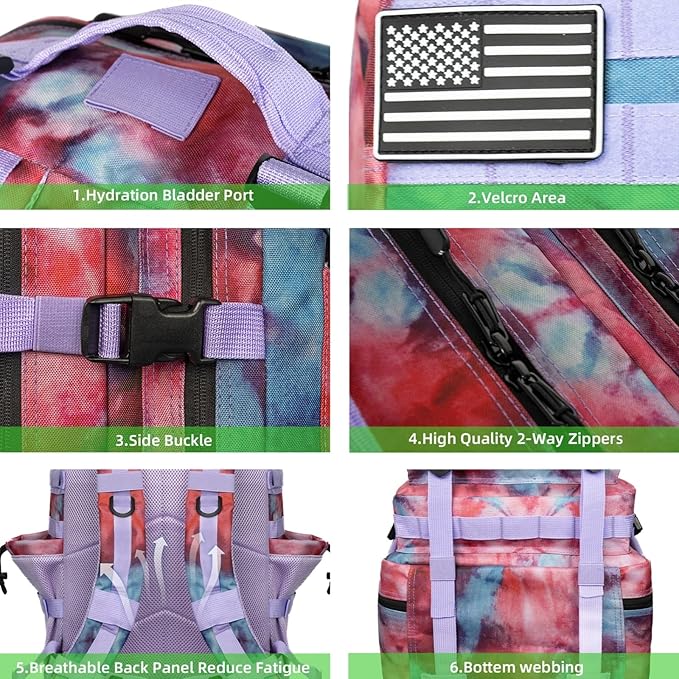 Military Tactical Backpack 55L for Men &amp Women Bug Out Bag Assault pack Molle Daypack Hiking Trekking Rucksack (Nebula camouflage)