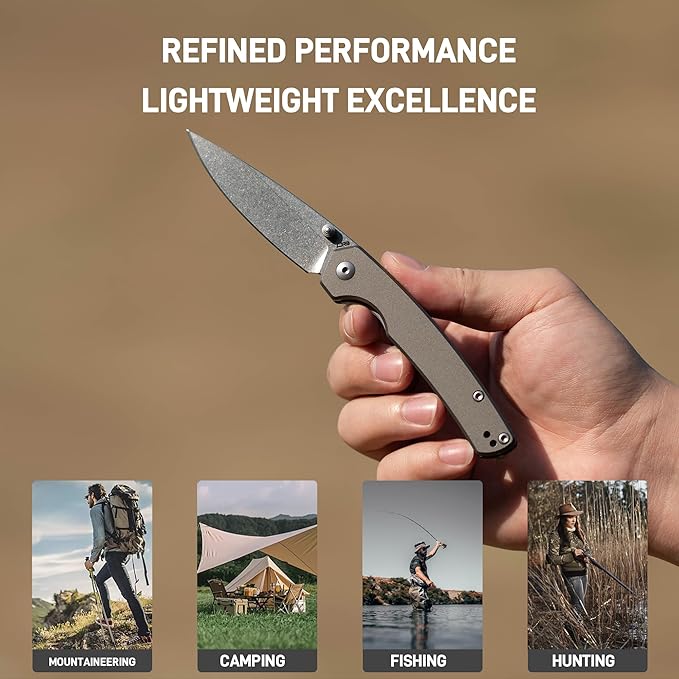 CJRB Kain Pocket Knife 2.95'' AR-RPM9 Steel Blade Aluminum Handle Small EDC Knife with Pocket Clip for Camping Hiking Survival Designed by Sanford Owen(J1956)
