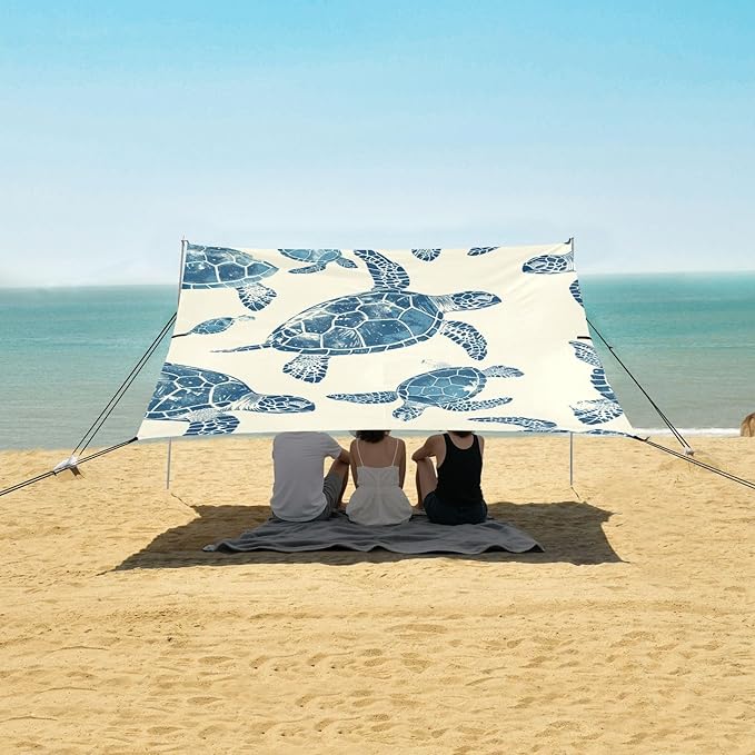 ALAZA Sea Turtles Seamless Beach Tent Sun Shelter Portable Canopy Sunshade for Outdoor Camping Picnics Backyard Fun 10x9 ft