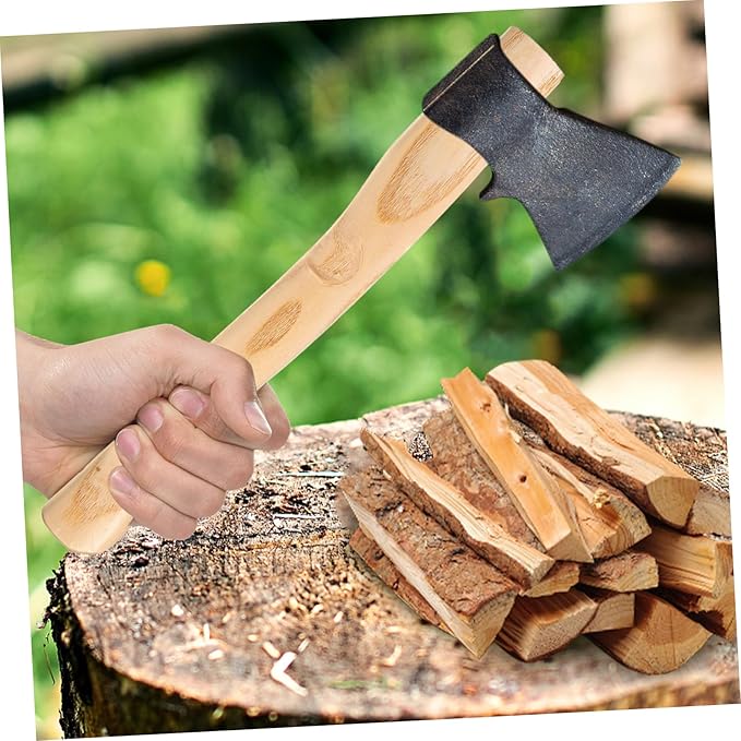 2pcs Ax Wooden Handle Utility Hatchet Pliers Sharpeners Utensils Double Bit Axe Automatic Whetstone Tool Splitting Axe Handles Camping Handle Replacement Drill Axes Lawnmower