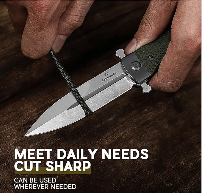 Ganzo Firebird Adimanti Samson-GR Folding Pocket Knife Razor Sharp D2 Steel Blade Ergonomic G10 Anti-Slip Handle with Clip Hunting Fishing Camping Gear Outdoor Flipper EDC Pocket Knife (Green)