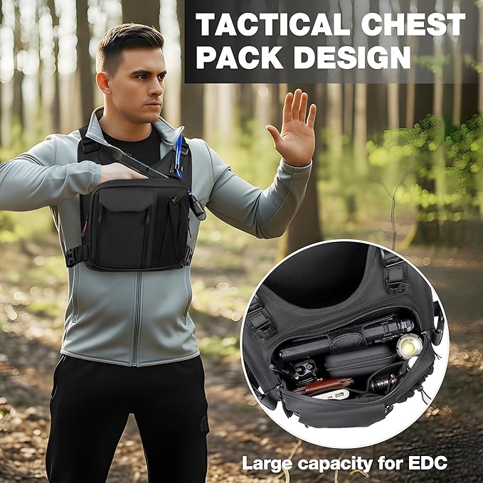 JXFUKAL Running Vest Lightweight Hydration Backpack with 2L Water Bladder Reflective Hydration Pack Tactical Chest Pack Bag for Hiking Running Cycling Marathon for Women Men