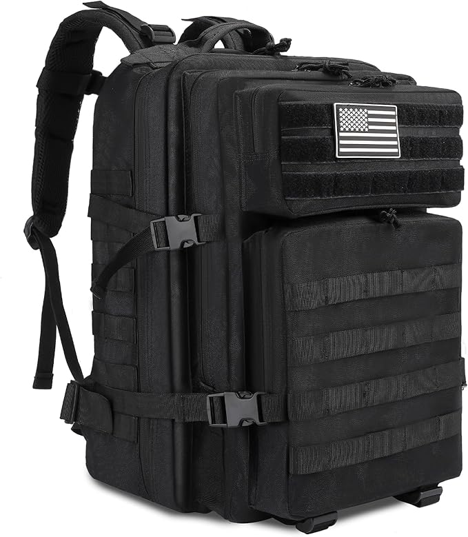TOMSHOO 45L Military Tactical Backpacks Large MOLLE 3 Day Assault Pack for Men And Women Outdoor Hiking Hunting Camping (Black)