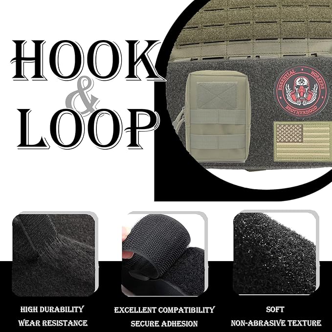 Molle Placard Hoop and Loop Plate Carrier Placard Dual-Purpose Front Flap Tactical Drop Extension Panel Double-Sided Cutting Adapter Side Compatible with Chest Rig and Vest
