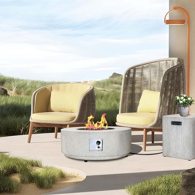 Afterglow Firepits All Terrafab External Gas Tank for Outdoor Use Round 50000Btu Gray