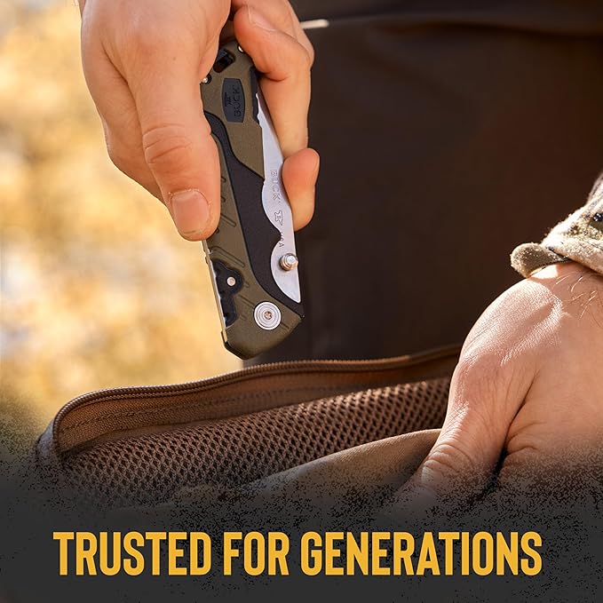 Buck Knives 661 Small Folding Pursuit Hunting Knife 3 Blade Glass Filled Nylon Handle 420HC Stainless Steel Drop Point Blade Sheath Included Knife Made in the USA Green 2.5 oz