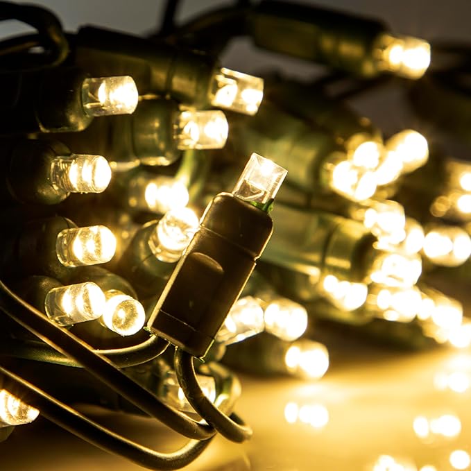Pro Christmas LED Christmas Lights – 70 Count Wide Angle Conical String Lights – Professional Grade Indoor/Outdoor Commercial Holiday Light Set for Trees Bushes &amp Décor – 2800K Warm White