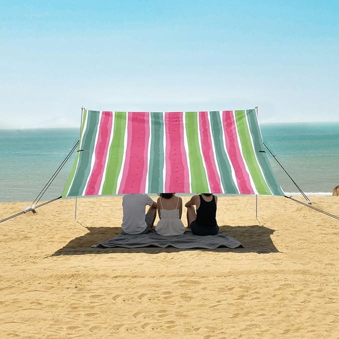 ALAZA Watermelon Stripes Pattern Beach Tent Sun Shelter Portable Canopy Sunshade for Outdoor Camping Picnics Backyard Fun 10x9 ft