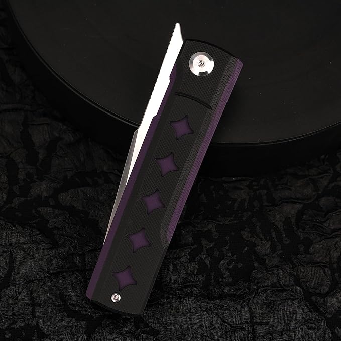 KATSU 3.3 D2 Steel Pocket Folding Knife G10 Handle Utility EDC Tool Smooth Pivot &amp Deep Carry Clip for Camping Hiking and Daily Use