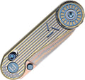 Hightron EdgePlay Premium Fidget Knife 2.64 Copper Damascus Blade and Titanium Handle Thumb Stud Opener and Axle Lock Pocket Knife with Pocket Clip For Men Women Camping Hiking Gold