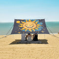 ALAZA Sun Moon Star Cartoon Funny Beach Tent Sun Shelter UPF50+ Protection Beach Shade Canopy w/ 4 Sandbags for Outdoor Camping Fishing Backyard Fun Picnic 10x9 ft