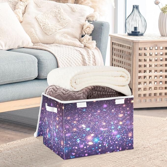 Diamonds Crystals Gradient Glitter Decoration Sequins Peach Purple Blue Yellow Storage Bins with Lid Collapsible