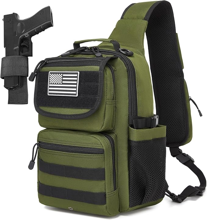 ATBP Tactical Crossbody Bag Holster Shoulder Backpack 6 Elastic Slots Water Bottle Holder Carrier Accessories Pouch 15L