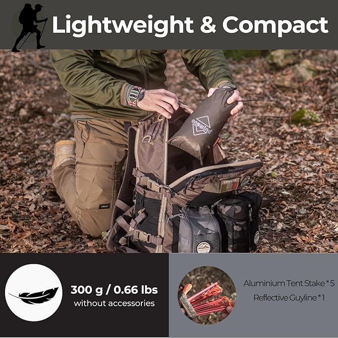 onewind Bushcraft Shelter and Ridgeline Mini Reel Easy and Quick Setup for Camping Hiking Backpacking