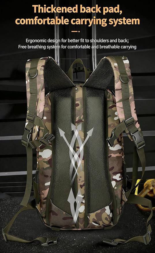 LINGYUE Tactical Backpack Bagpack Waterproof Hiking With USB Port 14 Laptop Compartment For Outdoor Camping Travel(C)
